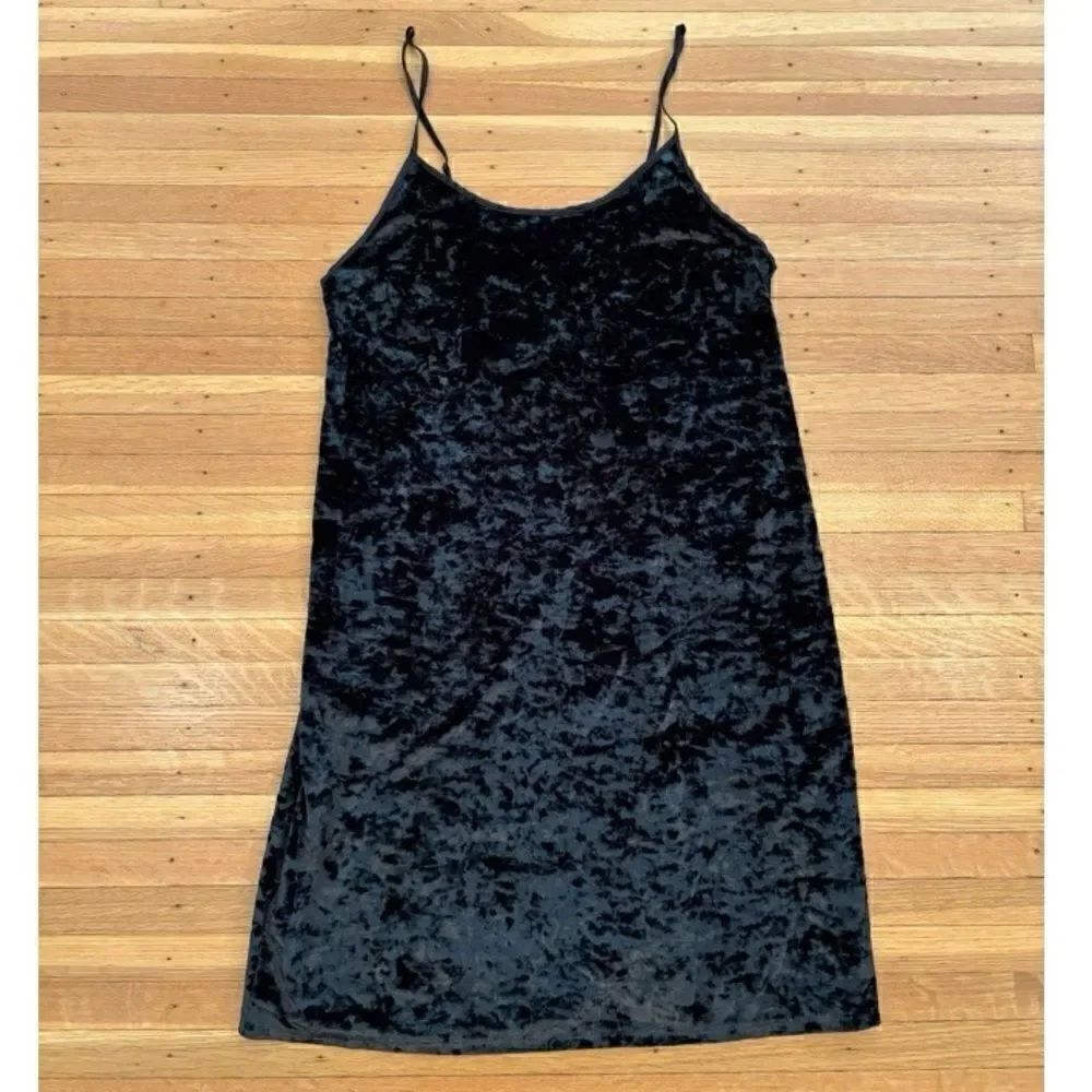 Victorias Secret black velour slip dress NWT